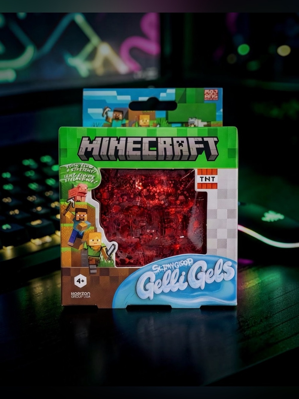 Minecraft TNT Red Glitter Gelli Gels Squishy Cube Fidget Toy NWT